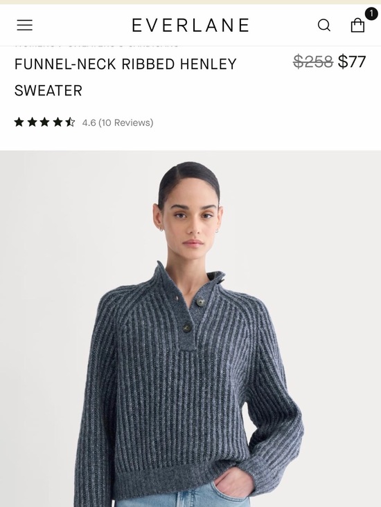 Everlane Sweaters - NWT Everlane Funnel Neck Ribbed Henley